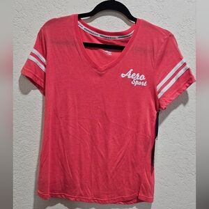 Aeropostale Sport Coral V-Neck Tee Large